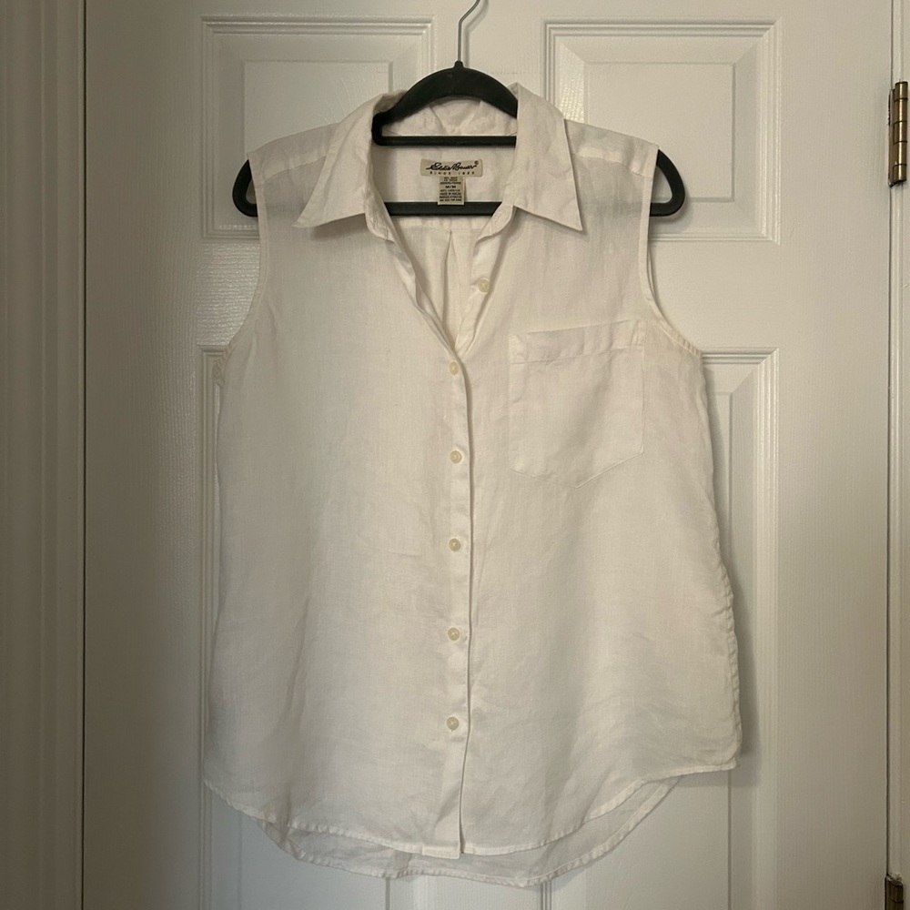 linen collar tank top